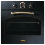 Встраиваемая электрическая духовка Korting OKB 460 RN/59.8 х 59.5 x 56 см, 6 режимов нагрева, аналоговые часы в классическом стиле Frank Muller, таймер, черный+бронза 2