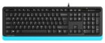 Клавиатура проводная A4Tech Fstyler FKS10, USB, черный/синий 6