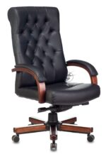 Кресло Бюрократ T-9928WALNUT черный, кожа 14