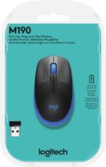 Мышь беспроводная Logitech M190 черный/синий, 1000 dpi, радиоканал, USB, кнопки - 3 5