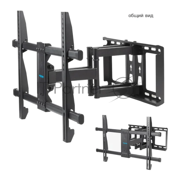 Кронштейн для телевизора Kromax GALACTIC-57 черный 32"-75" макс.60кг настенный поворотно-выдвижной и наклонный 1