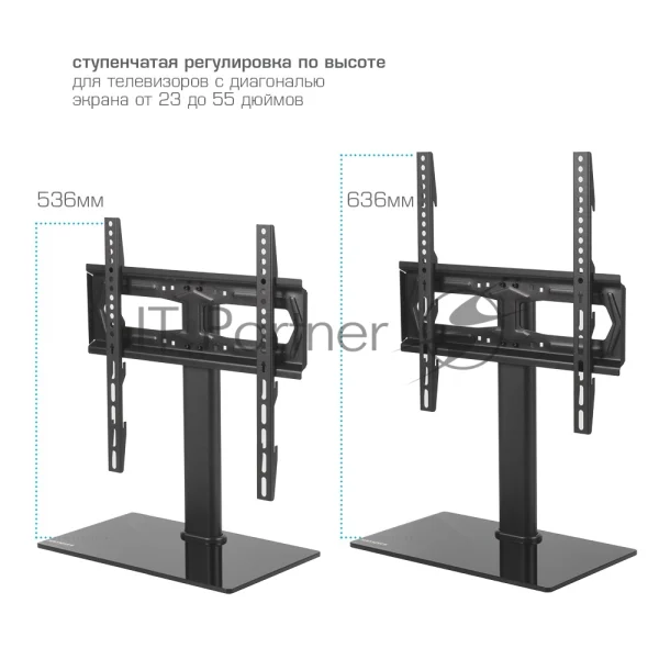 Стойка для телевизора Kromax X-STAND-2 черный 23"-55" макс.30кг крепление к столешнице 1