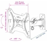 Кронштейн Kromax OPTIMA-203 черный, 15"-42", max 25 кг, настенный, VESA 200x200 мм 3