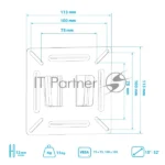 Кронштейн Arm media LCD-01 черный, 15-32", max 15 кг, настенный, от стены 12мм, VESA 100x100 2
