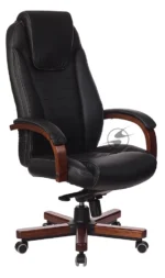 Кресло Бюрократ T-9923WALNUT/BLACK черный, кожа 1