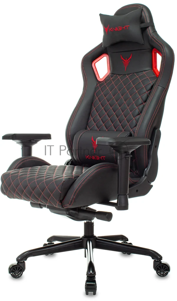 Кресло игровое Knight TITAN черный/красный ромбик эко.кожа с подголов. крестовина металл