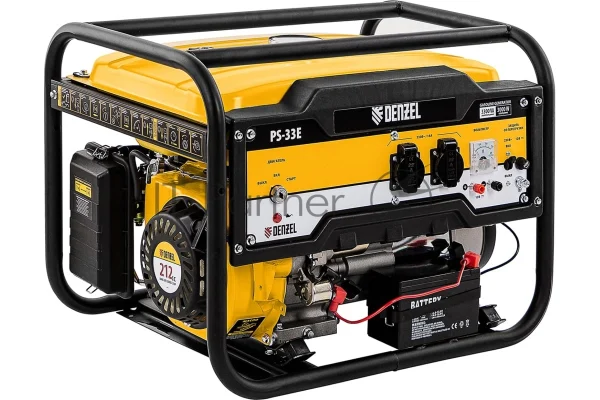 Электрогенератор бензиновый Denzel PS-33E, 3.3 кВт, 85 дБ, 48.5 кг 1
