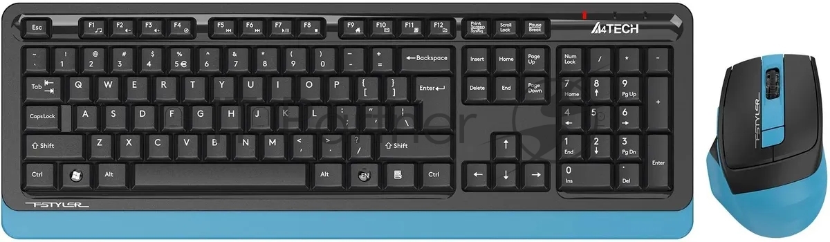 Комплект клавиатура+мышь A4Tech FStyler FG1035 беспроводной, USB, 2000 DPI, чёрный/синий 1