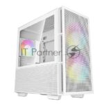 Компьютерный корпус Deepcool CH360 WH без БП, боковое окно (закаленное стекло), 2x140мм ARGb LED вентилятор спереди и 1x120мм ARGb LED вентилятор сзади, белый, mATX