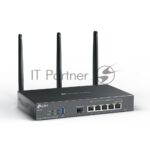 VPN-маршрутизатор TP-Link ER706W Omada с гигабитными портами и поддержкой Wi-Fi AX3000, 1 гиг. SFP WAN/LAN, 1 гиг. RJ45 WAN, 4 гиг. RJ45 WAN/LAN, USB 3.0, до 574 М/с на 2,4 ГГц + до 2402 М/с 2