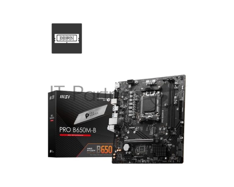 Материнская плата MSI PRO B650M-B, AM5, AMD B650, 2xDDR5, 4xSATA, 1xM.2, 1xPCI-E 4.0 x16, 1xPCI-E 4.0 x1, 1xHDMI, 1xVGA, 1x2.5Gb LAN, 2xUSB 2.0, 4xUSB 3.2 Gen 1, 3x3.5 мм, 7.1, Micro-ATX 1