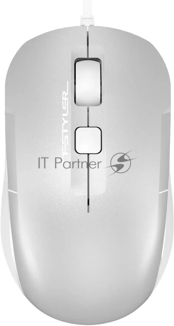 Мышь проводная A4Tech Fstyler FM26 серебристый/белый, 1600 dpi, USB, кнопки - 4 1