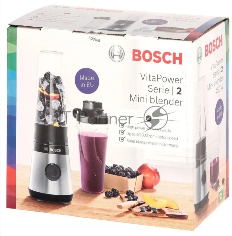 Блендер стационарный Bosch MMB2111S черный, 450 Вт, 1 скорость 1