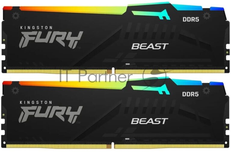 Оперативная память Kingston Fury Beast, DDR5, 16GB (2x8GB), 5200MHz, CL40, DIMM, с радиаторами, RGB, черный 1