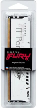 Оперативная память Kingston Fury Beast, DDR5, 32Gb (1x32GB), 6000MHz, CL36, DIMM, с радиатором, белый 1