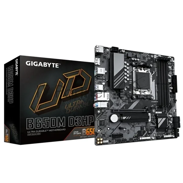 Материнская плата Gigabyte B650M D3HP, AM5, AMD B650, 4xDDR5, 4xSATA, 2xM.2, 1xPCI-E 4.0 x16, 1xPCI-E x1, 1xHDMI, 2xDP, 1x 2.5Gb LAN, 3xUSB-A 3.2 Gen 1, 2xUSB-A 2.0, 1xUSB-C 3.2 Gen 1, 3x3.5 мм, 7.1, Micro-ATX