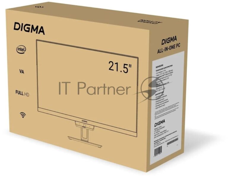 Моноблок Digma Action 21.5" Full HD N95 (1.7) 8Gb SSD 256Gb UHDG 600 CR Windows 11 Professional GbitEth WiFi BT 36W клавиатура мышь Cam черный 1920x1080 1