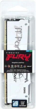 Оперативная память Kingston Fury Beast, DDR5, 32Gb (1x32GB), 5600MHz, CL36, DIMM, радиатор, RGB, белый 1