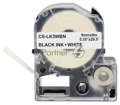 Картридж ленточный Cactus CS-LK3WBN черный шрифт, белый фон (9 мм, 9 м) для Epson LW300/LW400/LW700/LW600P/LW1000P/K400/Z700/Z900