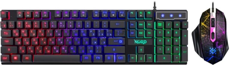 Комплект клавиатура+мышь Defender Nord GS-959 проводной, USB, 2400 DPI, чёрный 1