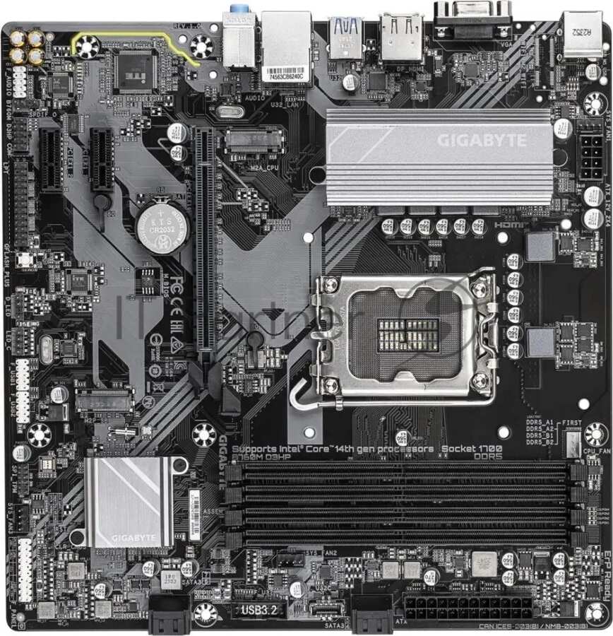 Материнская плата Gigabyte B760M D3HP DDR5, LGA 1700, Intel B760, 4xDDR5, 4xSATA, 2xM.2, 1xPCIe 4.0 x16, 1xPCIe x1, 1xHDMI, 1xVGA, 1xDP, 1x 1Gb LAN, 3xUSB-A 3.2 Gen 1, 2xUSB-A 2.0, 3x3.5 мм, 7.1, mATX 1 Материнская плата Gigabyte B760M D3HP DDR5, LGA 1700, Intel B760, 4xDDR5, 4xSATA, 2xM.2, 1xPCIe 4.0 x16, 1xPCIe x1, 1xHDMI, 1xVGA, 1xDP, 1x 1Gb LAN, 3xUSB-A 3.2 Gen 1, 2xUSB-A 2.0, 3x3.5 мм, 7.1, mATX 1