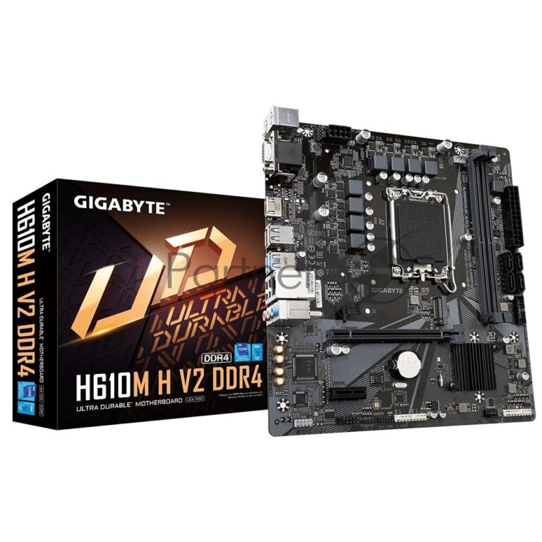 Материнская плата Gigabyte H610M H V2, LGA 1700, Intel H610, 2xDDR5, 4xSATA, 1xM.2, 1xPCIe 4.0 x16, 1xPCIe x1, 1xHDMI, 1xVGA, 1x 1Gb LAN, 2xUSB-A 3.2 Gen 1, 4xUSB-A 2.0, 3x 3.5 мм, 7.1, mATX 1