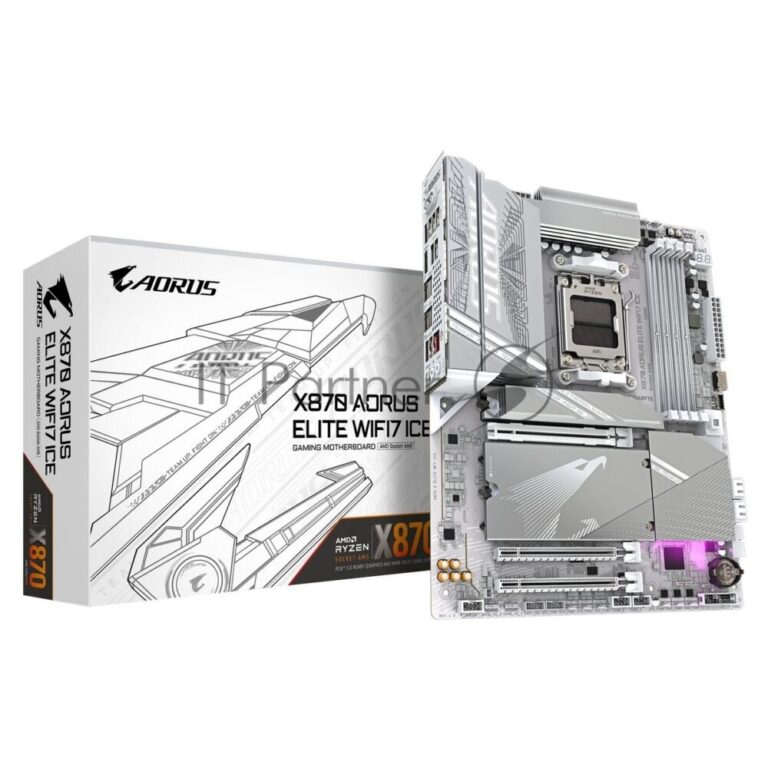 Материнская плата Gigabyte X870 A ELITE WIFI7 ICE, AM5, AMD X870, 4xDDR5, 4xSATA, 4xM.2, 1xPCI-E 5.0 x16, 1xPCI-E 4.0 x4, 1xPCI-E 3.0 x2, 1xHDMI, 1x 2.5Gb LAN, 2xUSB-C 4.0, 2xUSB 3.2 Gen 2, 4xUSB 3.2 Gen 1, 4xUSB 2.0, 2x3.5 мм, 7.1, ATX 1