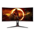 Монитор 34" AOC CU34G2XP, VA 3440x1440, 180 Гц, 1 мс, 21:9, 400 кд/м², 2xHDMI, 2xDP, 2x4 Вт, изогнутый, черный/красный