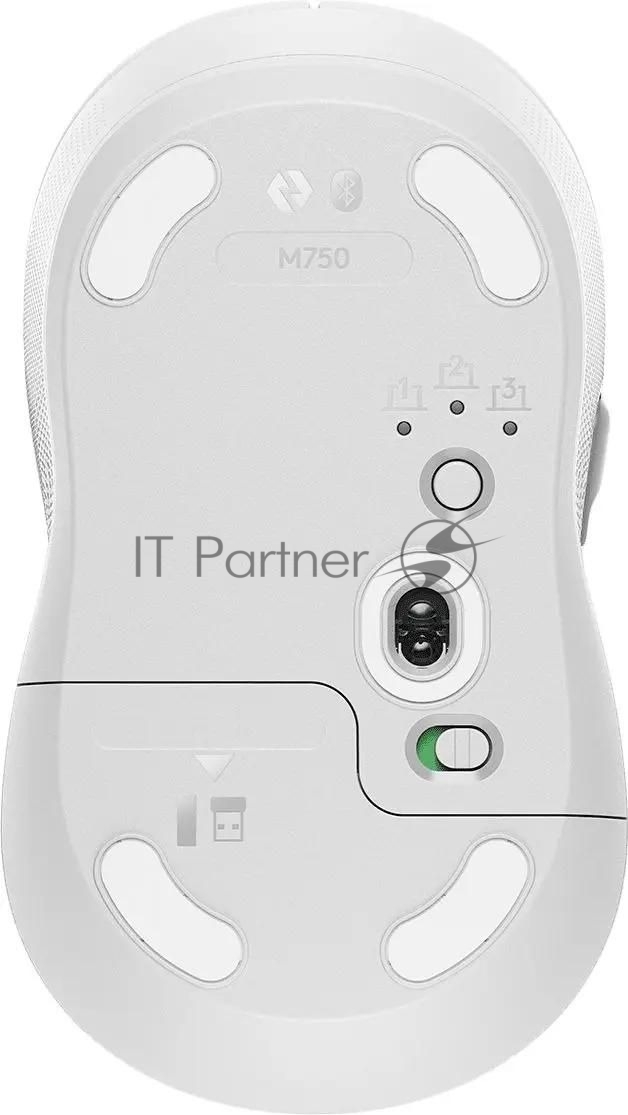 Мышь беспроводная Logitech M750 белый, 4000 dpi, радиоканал, Bluetooth, USB, кнопки - 5