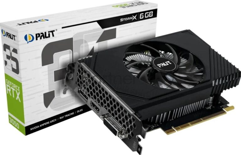 Видеокарта Palit GeForce RTX 3050 StormX V1, 6 GB GDDR6, 96bit, DisplayPort, HDMI, DVI-D, GPU 1470 MHz 1