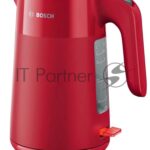 Электрочайник Bosch TWK2M164 красный, 1.7 л, 2400 Вт, скрытый нагревательный элемент