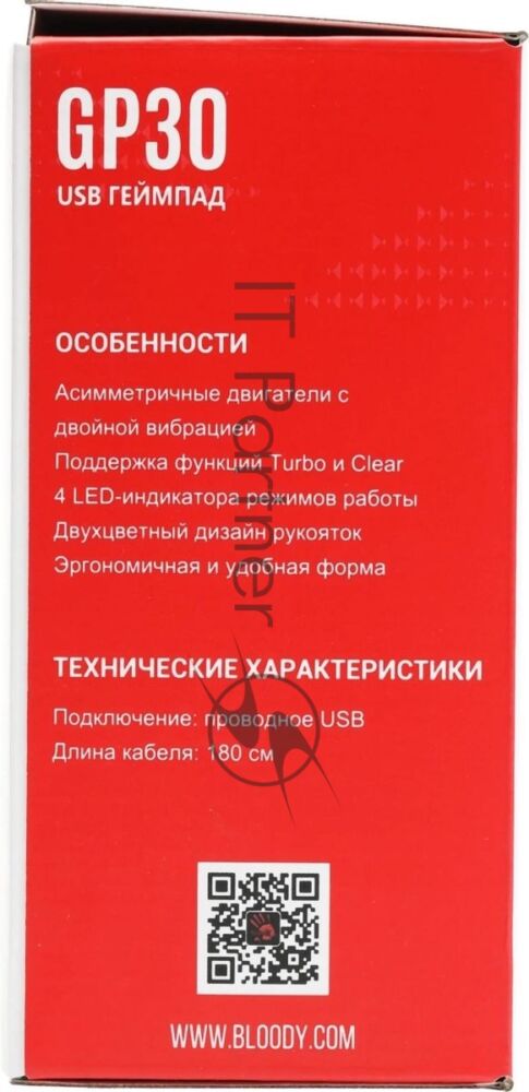 Геймпад A4Tech Bloody GP30 Sports черный/красный USB виброотдача обратная связь 1