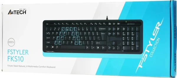 Клавиатура проводная A4Tech Fstyler FKS10, USB, черный/синий 1 Клавиатура проводная A4Tech Fstyler FKS10, USB, черный/синий 1