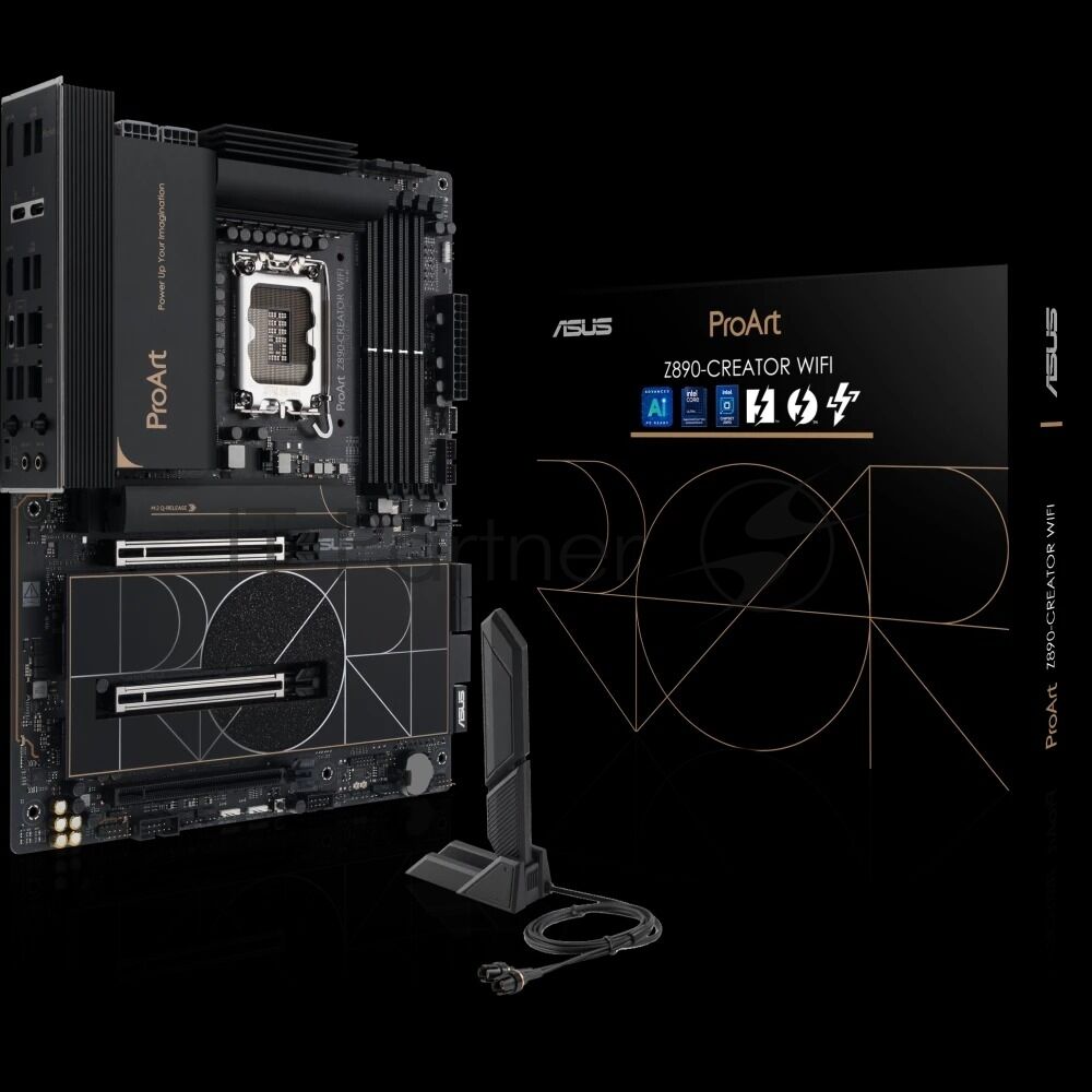 Материнская плата ASUS ProArt Z890-CREATOR WIFI, LGA 1851, Intel Z890, 4xDDR5, 4xSATA, 5xM.2, 2xPCIe 5.0 x16, 1xPCIe 4.0 x16, 1xHDMI, 1xDP, 1x 10Gb LAN, 1x 2.5Gb LAN, 2xUSB-C 10Gbps, 6xUSB-A 10Gbps, 1xUSB-A 2.0, 7.1, ATX 1 Материнская плата ASUS ProArt Z890-CREATOR WIFI, LGA 1851, Intel Z890, 4xDDR5, 4xSATA, 5xM.2, 2xPCIe 5.0 x16, 1xPCIe 4.0 x16, 1xHDMI, 1xDP, 1x 10Gb LAN, 1x 2.5Gb LAN, 2xUSB-C 10Gbps, 6xUSB-A 10Gbps, 1xUSB-A 2.0, 7.1, ATX 1