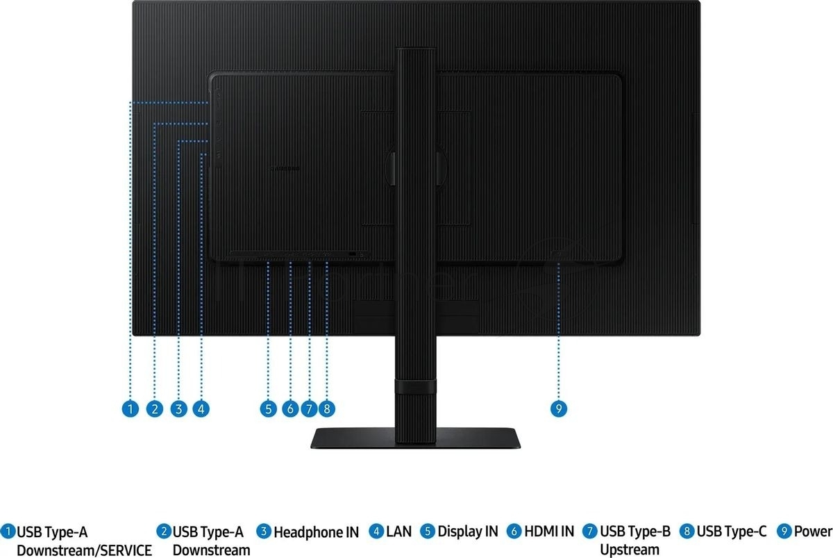 Монитор 27" Samsung ViewFinity S8 S80UD LS27D804UAIXCI IPS 3840x2160, 60 Гц, 5 мс, 16:9, 350 кд/м², 1xHDMI, 1xDP, 1xUSB-C, 3xUSB-A 3.2 Gen 1, 1x3.5 мм, черный 1
