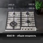 Газовая варочная панель Zigmund & Shtain G 20.6 S нержавеющая сталь 8