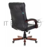 Кресло Бюрократ KB-10WALNUT/B/LEATH черный, кожа 6