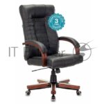 Кресло Бюрократ KB-10WALNUT/B/LEATH черный, кожа 7