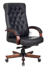 Кресло Бюрократ T-9928WALNUT черный, кожа 1
