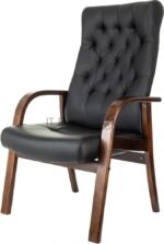 Кресло офисное Бюрократ T-9928WALNUT-CF черный, кожа, на ножках, дерево 3