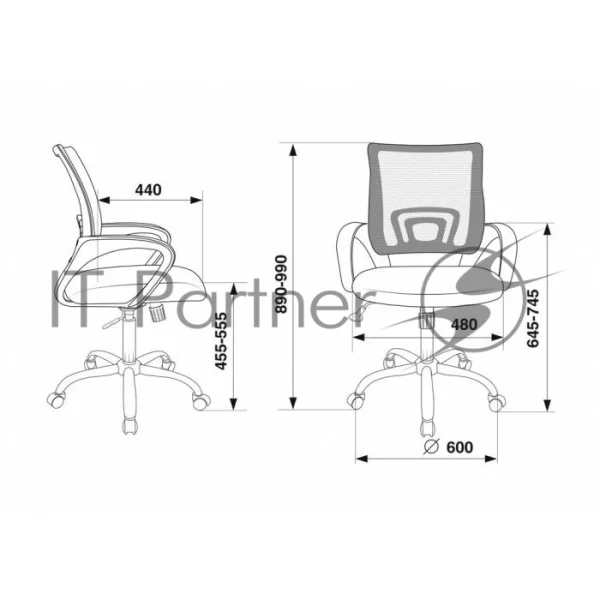 Кресло Бюрократ CH-695N/SL/DG/TW-11 темно-серый/черный, сетка, 120 кг, механизм качания 1