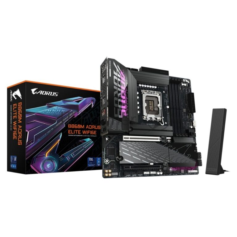 Материнская плата Gigabyte B860M AORUS ELITE WIFI6E, LGA 1851, Intel B860, 4xDDR5, 4xSATA, 3xM.2, 1xPCIe 5.0 x16, 1xPCIe 4.0 x4, 1xHDMI, 1xDP, 1xUSB4 Type-C, 1x 2.5Gb LAN, 4xUSB-A 3.2 Gen 1, 2xUSB-A 3.2 Gen 2, 4xUSB-A 2.0, 7.1, mATX 1