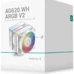 Кулер для процессора DEEPCOOL AG620 WH ARGb V2 LGA20XX/1700/1200/115X/AM5/AM4 (9шт/кор, TDP 260W, PWM, ARGb DUAL Fan 120мм, 6 тепл. трубок, белый) RET