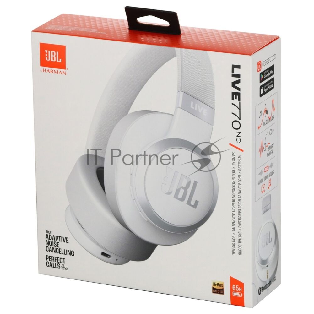 Беспроводные/проводные наушники JBL Live 770NC белый, полноразмерные, Bluetooth + проводной, адаптивное шумоподавление 1 Беспроводные/проводные наушники JBL Live 770NC белый, полноразмерные, Bluetooth + проводной, адаптивное шумоподавление 1
