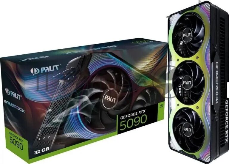 Видеокарта Palit GeForce RTX 5090 GameRock, 32 GB GDDR7, 512 bit, 3xDisplayPort, HDMI, GPU 2017 MHz 1