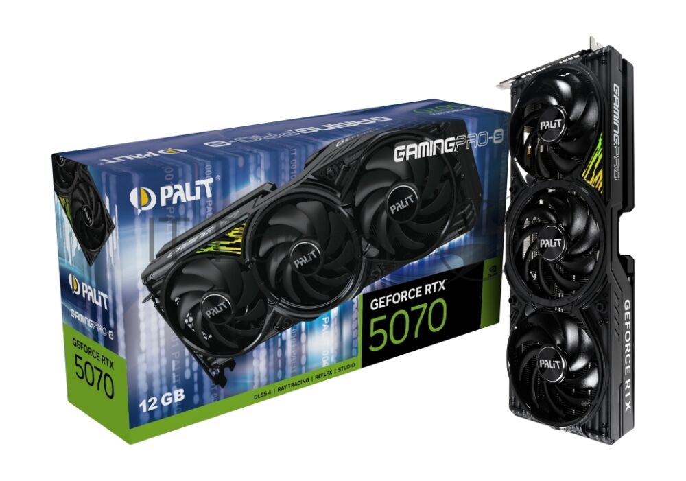 Видеокарта Palit PA-RTX 5070 GAMINGPRO-S 12Gb RTX 5070 12Gb 192bit GDDR7 2325/28000 HDMIx1 DPx3 HDCP Ret 1 Видеокарта Palit PA-RTX 5070 GAMINGPRO-S 12Gb RTX 5070 12Gb 192bit GDDR7 2325/28000 HDMIx1 DPx3 HDCP Ret 1