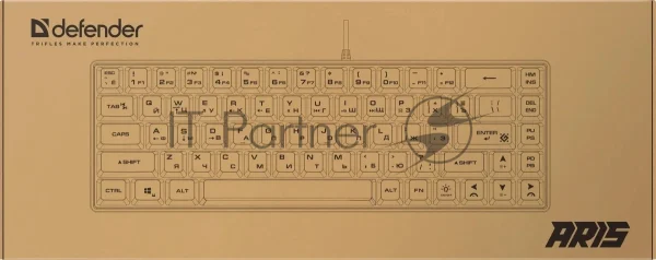 Клавиатура проводная игровая Defender Aris GK-349 RU,черный/белый,68кн+FN,радуж,1.5м