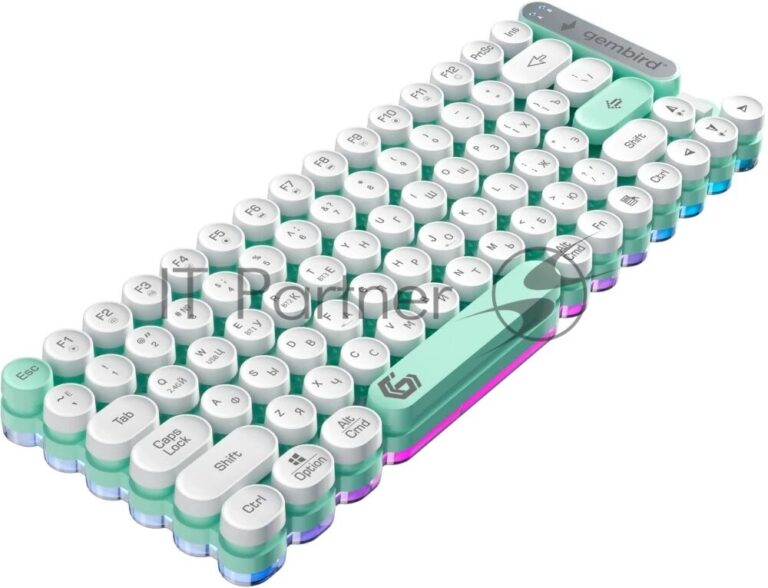 Клавиатура беспроводная Gembird KBW-9, 80кл, подсветка 6 цв, BT 5.1/радио/USB, белая 1