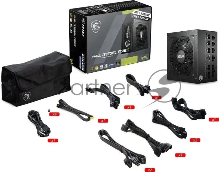 Блок питания MSI ATX 750W MAG A750GL PCIE5 Gen.5 80 PLUS gold (20+4pin) APFC 120мм fan 8xSATA Cab Manag RTL 1