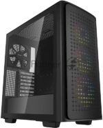 Компьютерный корпус Deepcool CK560 без БП, боковое окно (закаленное стекло), 3xARGB LED 120мм вентилятора спереди и 1x140мм вентилятор сзади, черный, ATX 10